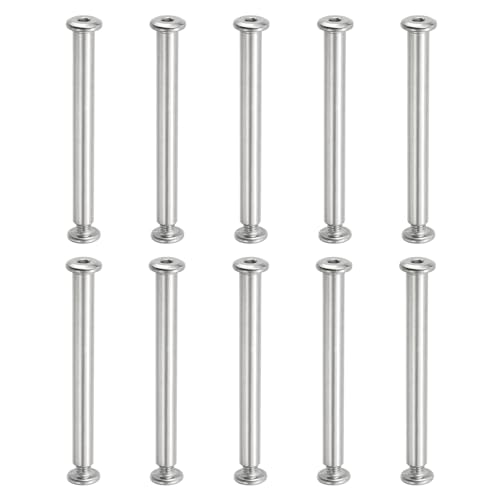 PATIKIL Hex Chicago Screws, 10 Set Binding Screw Posts M6 x 75 mm Connecting Hex Drive Socket Cap Bolt Nuts for Scrapbook Leather Belt Album Photo Furniture Repair, Silver - size: M6 x 75