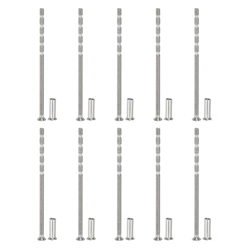 PATIKIL Cabinet Handle Screws M4 x 90mm, 10 Set Break Away Screws Drawer Pull Phillips Drive Flat Countersunk Head Bolts with Sleeve for Door Handle Lever - size: M4 x 90mm