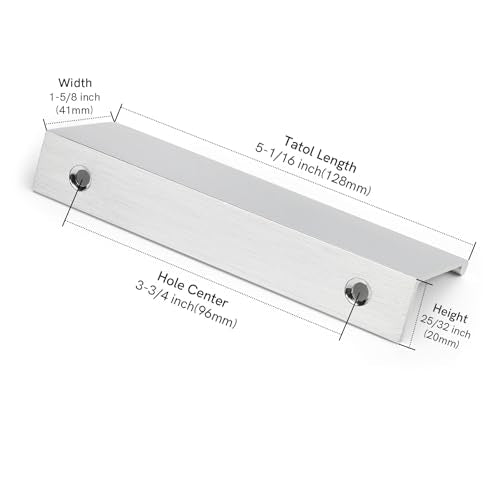 Rergy 10 Pack 3-3/4" Cabinet Pulls Brushed Nickel Finger Pulls for Cabinets - color: Brushed Nickel, size: Hole Center: 3-3/4in(96mm)