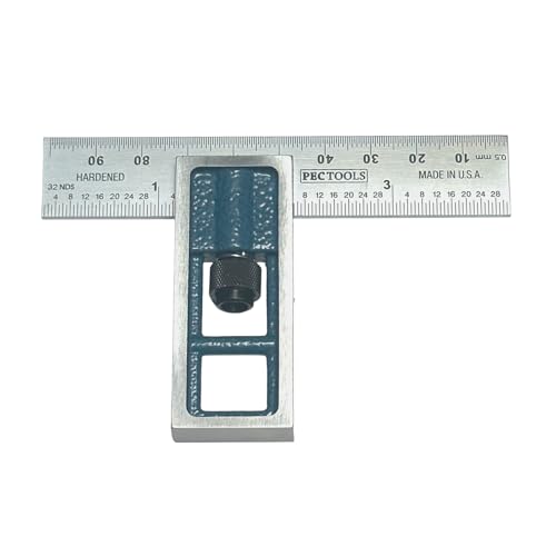 PEC Tools Double Square, 4" Blade, English & Metric Marking, Cast Iron Head - color: Graduation: E/M (32nds/64ths/mm/0.5mm), size: 4"
