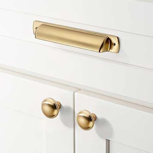 khtumeware 10 Pack 3 3/4"(96mm) Champagne Bronze Drawer Pulls Cabinet Bin Cup Pulls Kitchen Hardware Satin Brass Cabinet Handles Drawer Handles Knobs - color: Champagne Bronze, size: Cup Pulls 3-3/4" Hole Center