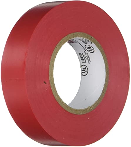 Morris 60010 Red Vinyl Plastic Electrical Tape, 7 mil, PVC, 66' Length, 3/4" Width, 10-Pack - color: Red, style: 10-Pack