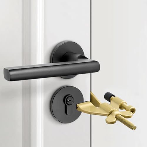 Gold Adjustable Heavy Duty Portable Door Lock,No Drill - color: Gold