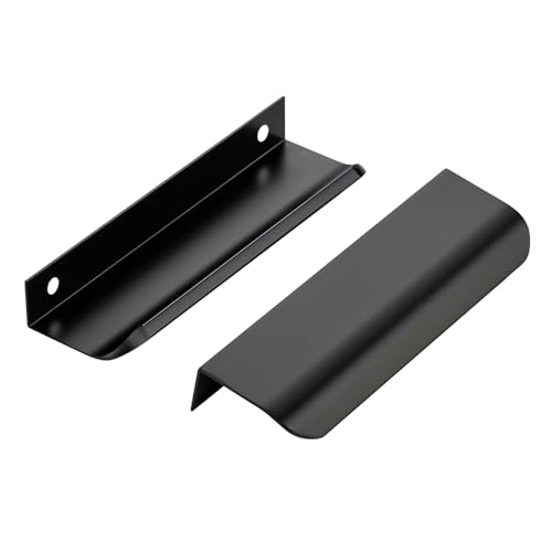 Matte Black Cabinet Handles Finger Edge Pulls 5 Inch CC 10 Pack - color: Matte Black, size: 128mm/5" Overall Length