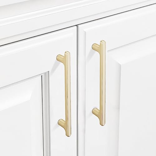 COTYKILEY 10 Pack 5 Inch(128mm) Brushed Brass Cabinet Handles Gold Kitchen Cabinet Pulls Kitchen Cabinet Hardware - color: Brushed Brass, size: 5" Hole Center（128MM）