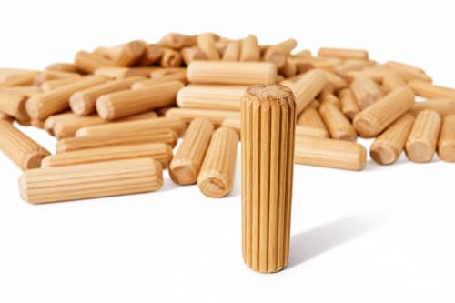 Birch Dowel Pins 1/4" x 1-1/8", Fluted Wood Dowels, 200 Pack Tech Team