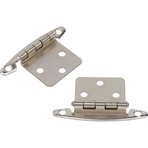 DecoBasics (25 Pairs Pack/50 Pcs) Satin Nickel, Non Self Closing/Free Swinging Variable Overlay Flush Cabinet Hinge - color: Satin Nickel