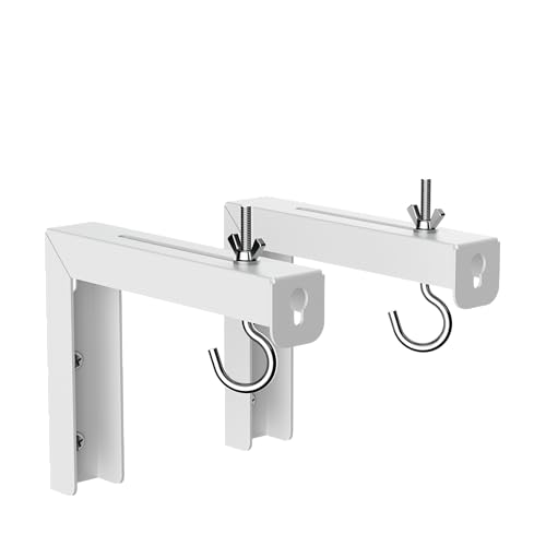 suptek Universal Projector Screen Wall Mount L-Brackets Wall Hanging Mount 6 inch Adjustable Extension Mounting Hooks for Projection Screen up to 66 lbs, 30 kg Capacity Each, PRL001, White (1 Pair) - size: 6 inch-white