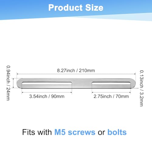 M METERXITY 2-Pack Flat Mending Plate Support 8.27x0.94in, Silver - color: Silver, size: 210 x 24mm