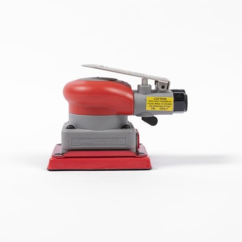 Pneumatic random orbital sander 3 x 4-inch light weight palm sander 1/8" (3 mm) diameter orbit 10000 RPM with extra backing pad 12pcs sandpaper - style: 3x4in Non-Vacuum