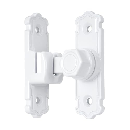White 90/180 Degree Barn Door Latches,Aluminum Alloy Flip Latch - color: White