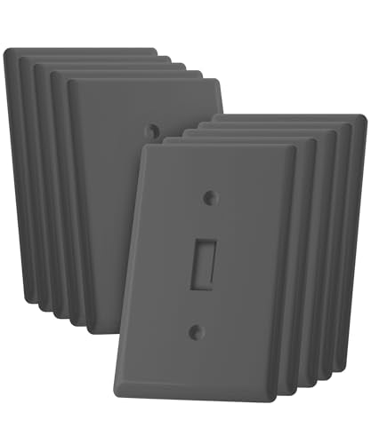 Bates- Light Switch Cover, Pack of 10, 1 Gang, Grey, Single Light Switch - color: Gray, size: 10 Pack, Standard-Size