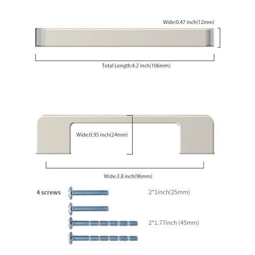 Brushed Satin Nickel Cabinet Pulls and Handles, 3.75 Inch, 10 Pack - color: Brushed Satin Nickel, size: 3.75"/96MM Hole Center