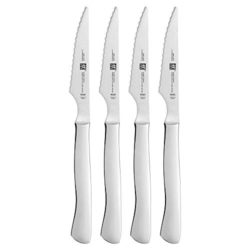 ZWILLING 4-pc Serrated Steak Knife Set, Stainless Steel - color: Stainless Steel, size: 4 pc