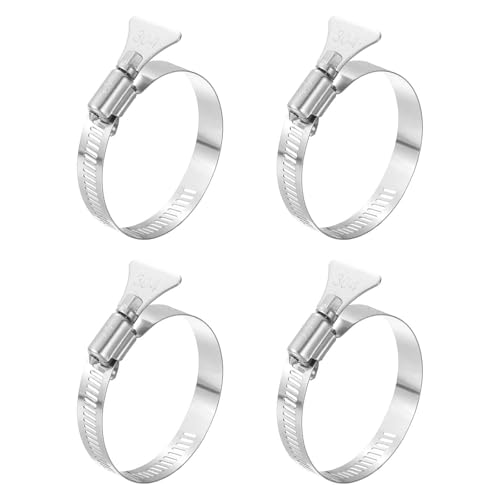 HARFINGTON 4pcs Hose Clamps 1.6"-2.5" (40-63mm) Adjustable 304 Stainless Steel Worm Gear Hose Clamps Assortment Kit for Plumbing Dryer Vent Automotive Dust Collector - size: 40-63mm