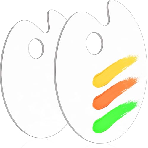 Hulameda 2Pcs Acrylic Paint Palette with Thumb Hole for Adults or Kids - color: White-2pcs-11.8*7.9+8.6*5.9inch