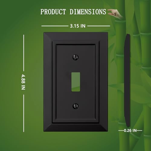 Classic Architecture Wall Plates,Light Switch covers, Electrical Outlet Covers, Duplex receptacle wall plates,Mid Size Bamboo Fiber Material Switch plates Matte Black (1 Gang Toggle 4PK) - style: 1 Gang Toggle 4PK