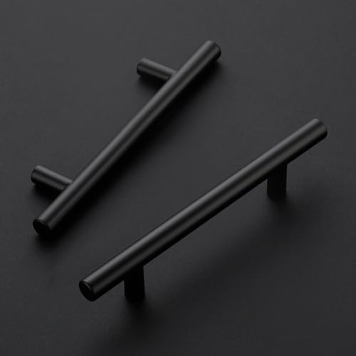 Ravinte Matte Black Cabinet Handles,Round T Pulls,4 Inch,30 Pack - color: Matte Black, size: 4 Inch Hole Center