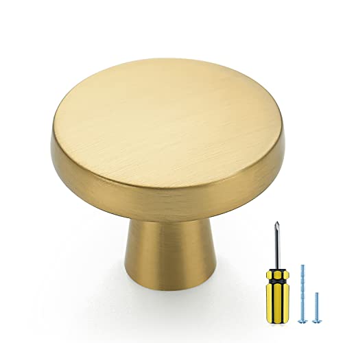 Ravinte Brushed Brass Solid Knobs Gold Kitchen Cabinet Pulls,5 Pack,Round-5 - style: Rustic