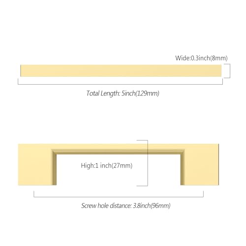 Asidrama 10 Pack 3.75 Inch(96mm) Brushed Gold Kitchen Cabinet Handles, Cabinet Pulls Kitchen Cabinet Hardware for Cupboard Drawer Pulls - color: Brushed Gold, size: 3.75" Hole Center(96mm), style: 10 Pack