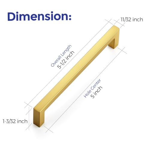 Ravinte Gold Cabinet Handles Solid Cabinet Pulls, 5 Inch CC, 10 Pack - color: Gold, size: Flat Black 5" Hole Center