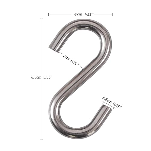4 Pack Heavy Duty S Hooks for Hanging Hammock Stand Swing Plants, Loads up to 550 lbs, 3.3 Inch Long 0.31 Inch Thick Strong Galvanized Utility Hooks,Swing S Hooks, Industrial Grade Quality Hooks (4)
