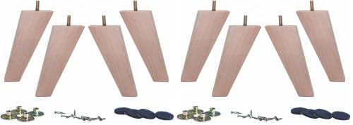 WEICHUAN 4.5 Inch Tapered Solid Beech Wood Furniture Sofa Couch Legs Set of 4 (Pack of 2) - color: Slant- Set of 4, size: 4.5" (Pack of 2)