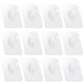 COMNICO 12 Pack Adhesive Hooks Clear Plastic Waterproof Heavy Duty Sticky Wall Ceiling Door Window Pothook Home Kitchen Bathroom Shower Office for Hanging Hat Towel Picture Coats (12)