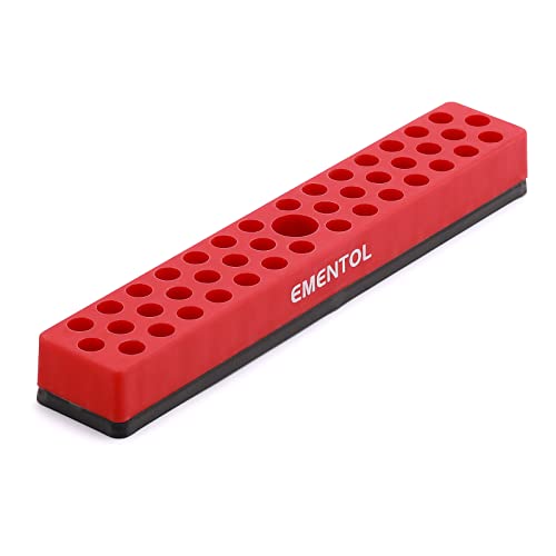 EMENTOL 1/4" Magnetic Bits Holder - Red, 43PCS Hole, Bit Organizer with Strong Magnetic, Magnetic Bits Organizer - color: Red, size: Hex Bit Holder