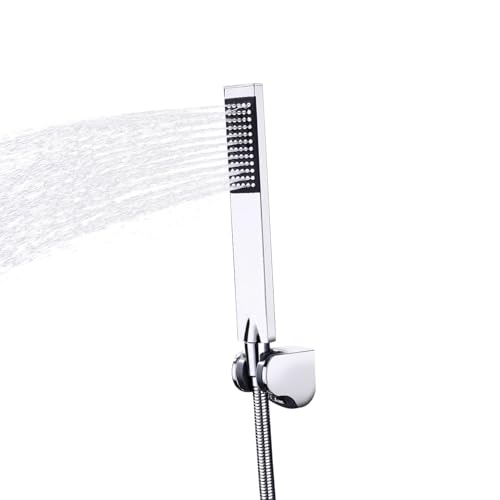 KES Brass Shower Head HandHeld Shower Wand, 1.5-Meter Long Hose Square - color: Polished Chrome