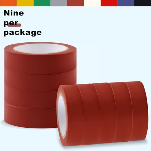 Romeda 9 Pack Electrical Tapes, Electrical Tape Water, Sun, and Oil Resistant, Electrical Tape is Suitable for Most Domestic, Commercial, and Industrial environments - Brown - color: Brown