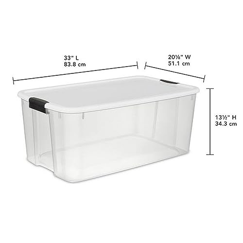 Sterilite Ultra Latch Box with Lids for Home and Office, 116 Quart, 12-Pack | Heavy-Duty and Stackable Plastic Containers with Latches for Closet, Cabinet, Bedroom, Bathroom and Dorm Room Organization - size: 116 Quart