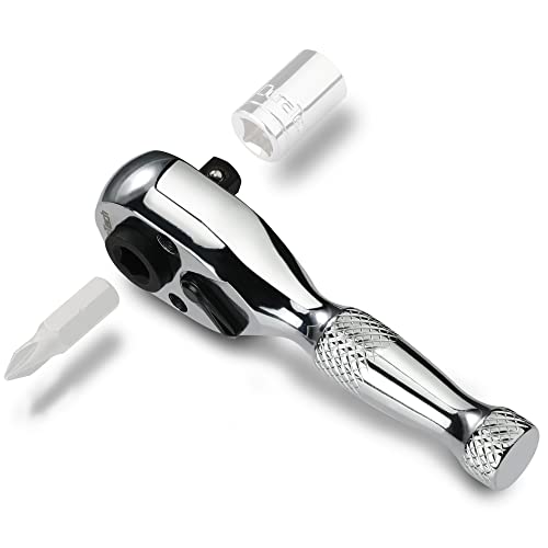 DURATECH 1/4-Inch Stubby Ratchet Wrench, Socket&Bit Driver, 72-Tooth - style: 1/4" Dual Head Ratchet