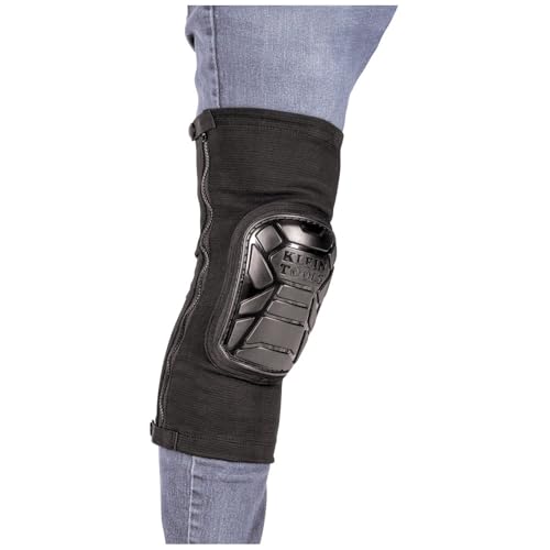 Klein Tools 60628 Tough-Flex Knee Sleeves for Work, Construction, Low-Profile Sleeve with Zipper, Gel-Like Foam, Black, S/M - size: S/M