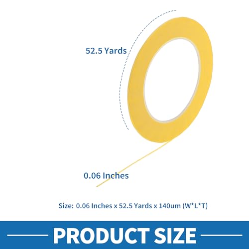 Painters Tape Fine Width 1.5mm 0.06 Inches x 52.5 Yards - color: Yellow, size: 0.06 Inches x 52.5 Yards