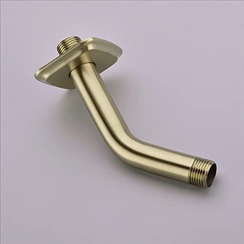 TRUSTMI Shower Arm with Flange, Angled 6-Inch Stainless Steel Replacement Pipe, Wall Mounted Tube for Bathroom Shower Head, Brushed Gold - color: Brushed Gold