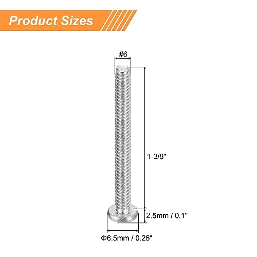 uxcell #6-32x1-3/8 Pan Head Machine Screws, 304 Stainless Steel 18-8 Screw, Phillips Drive, Fully Threaded, Bright Finish, Pack of 25 - size: #6-32x1-3/8"