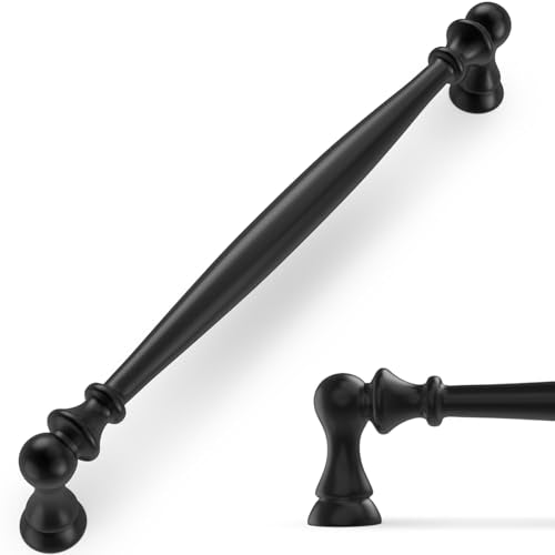 10 Pack 7-1/2 Inch(192mm) Kitchen Cabinet Handles Matte Black Cabinet Pulls Zinc Alloy Drawer Pulls Solid Kitchen Hardware - color: Matte Black, size: 7-1/2'' Hole Center(192mm)