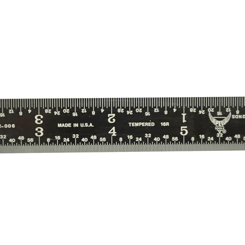 PEC Tools 6" Metal Rule, Designed for High-Accuracy Industrial Environments, Made in USA - color: Black Chrome-rigid, size: 6"