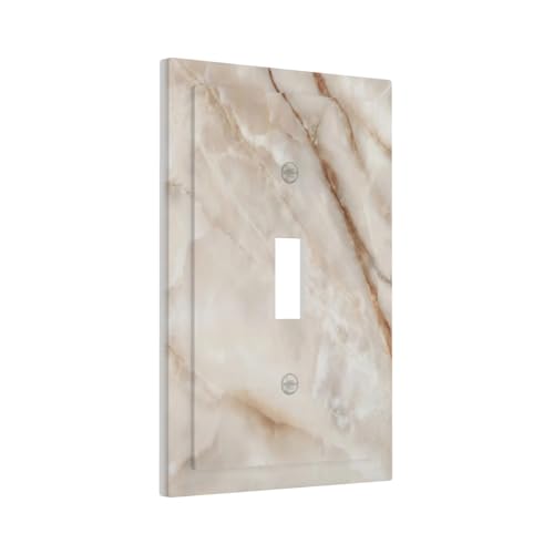 Beige Marble Pattern Light Switch Cover Modern Wall Plate Decorative 1 Gang Single Toggle Switch Plates Electrical Outlet Faceplate for Bathroom Kitchen Bedroom 5" x 3" - size: 1 Gang Single Toggle