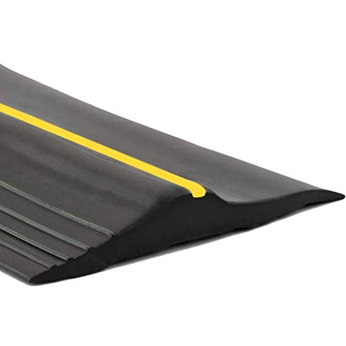 10Ft/3M Universal Garage Door Rubber Threshold Strip, Weatherproof Seal Strip DIY Weather Stripping Replacement, Not Include Adhesive/Sealant (Black-Yellow Line) - color: Black+Yellow, size: 10 Ft (no adhesives)