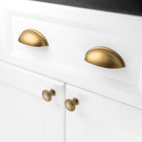 KOOFIZO 10 Pack Antique Brass Cabinet Knobs Round Single Hole Pulls 1960 - color: Antique Brass, size: Knob 1 - 10Pcs, style: Round