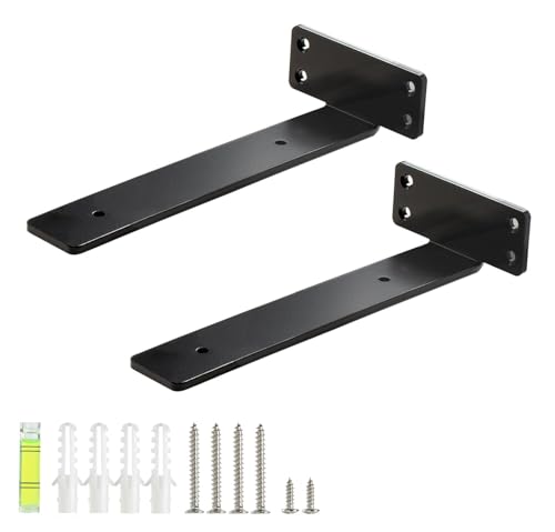 HEART ART Floating Shelf Brackets 8 Inch,Heavy Duty Black 2 Pack - size: 8 Inch, style: 2 Pack