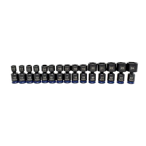 Astro Tools 78315 3/8" Drive 10-24mm Pinless Universal Impact Sockets - No Skips - 15 Piece - size: 3/8" - No skips - 10-24mm