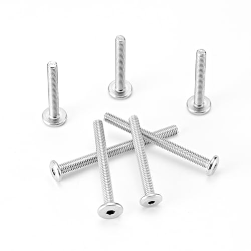 M4 x 30mm 35mm 40mm 45mm 50mm Flat Round Head Hex Socket Cap Screws Bolts, Furniture Screws, 304 Stainless Steel, Allen Hex Drive, Bright Finish, Metric Fully Threaded, Assortment Kit 50PCS - size: M4 x 30/35/40/45/50mm (50PCS)