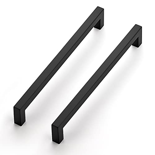 Ravinte Matte Black Cabinet Handles Square Pulls 8-4/5 Inch 10 Pack - size: 9-1/4 Inch (8-4/5 Inch Hole Center)