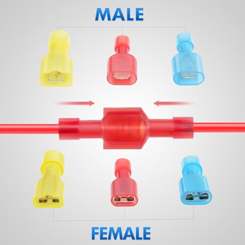 Nilight 400PCS Nylon Quick Disconnect Male and Female Spade Terminals - color: 400PCS Spade Terminal
