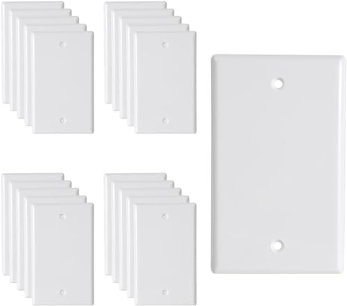 Blank Wall Plates 1-Gang blank Switch Outlet Electrical Cover Plate Unbreakable Thermoplastic Faceplate for Light Receptacle Outlet Switch, White (20 Pack) - color: Single Blank, size: 20 Pack