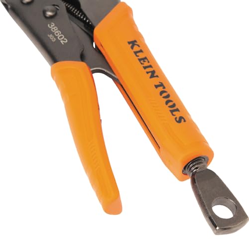 Klein Tools 38602 Curved Jaw Locking Pliers with Quick Release Handles, Intuitive Thumb Knob, High Torque and Gripping Power, 10-Inch - size: 10-Inch