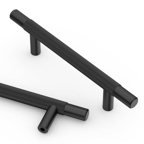 Asidrama 10 Pack 3.75 Inch(96mm) Matte Black Knurled Kitchen Cabinet Handles, Cabinet Pulls Kitchen Cabinet Hardware for Cupboard Drawer Pulls - color: Matte Black, size: 3.75" Hole Center